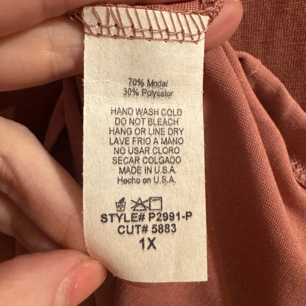 NWOT- JODIFL Women's Long Sleeve V-Neck Top - Dusty Rose - Picture 4 of 4
